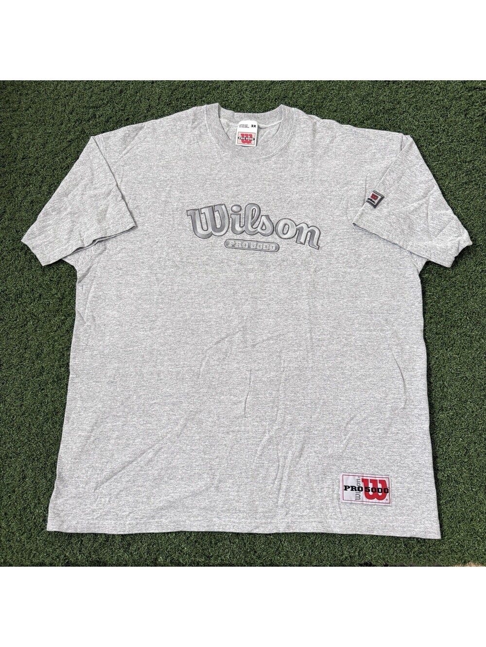 Vintage Wilson Pro 5000 Men’s 2XL Grey Made USA Tennis Graphic T-Shirt Athletic